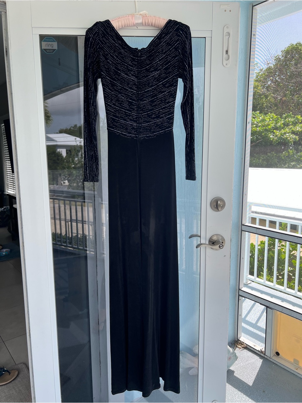Lillie Rubin Black Long Sleeve Evening Gown with Sparkle Bodice
